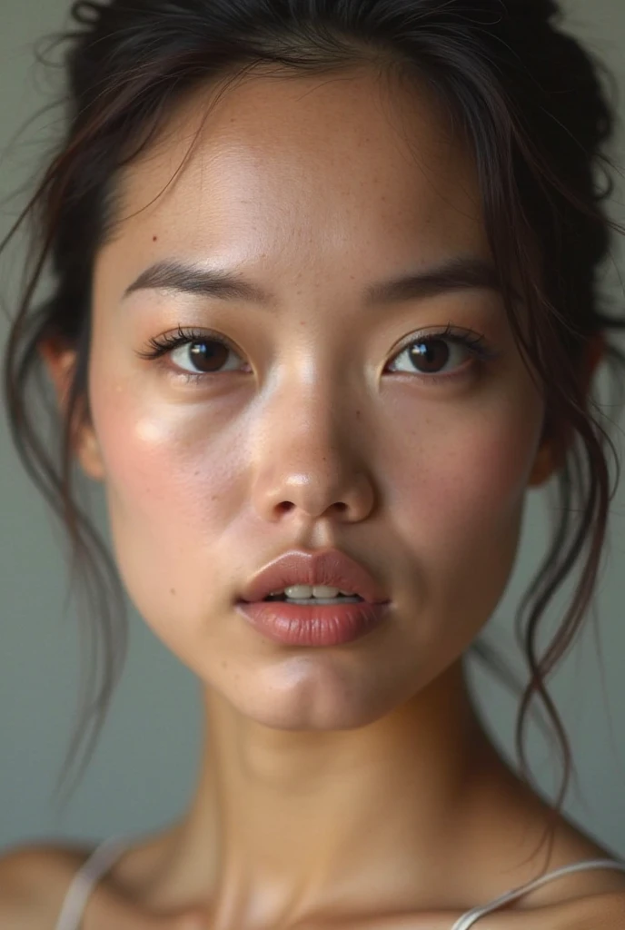 highest quality, 8K, masterpiece, sharp focus, photorealistic, beautiful Kazakh woman with long black hair, sleek and straight hair, slender figure, fair skin tone, almond-shaped brown eyes, delicate nose, soft natural eyebrows, ultra high detailed face and skin texture, fine grain, double eyelid, radiant skin, perfect skin, wearing a traditional red cheongsam with intricate golden patterns, elegant, natural light, slight smile, realistic shadows, subtle makeup, indistinguishable from a real photo. UHD, DSLR, high quality, RAW photo, Photography, Fujifilm XT3, Canon R5, beautiful female, hair, park, amateur camera, text, watermark, beautiful detailed eyes and face, Kazakh girl, beauty Kazakh girl, cute Kazakh girl, detailed skin, beautiful skin, messy hair, black hair, bobcut, ultra realistic, medium , black microbikini, sweating, detailed face, empty white room, ultra detailed, beautifully detailed eyes, detailed face, double eyelids, shiny skin