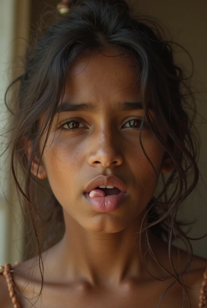 Small Brazilian child with black skin, de aproximadamente 5 anos, scared watching television