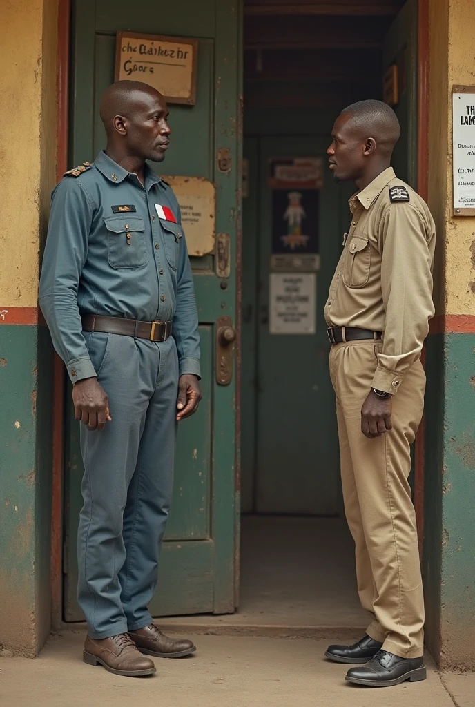 Indian Jail guard are Bitten the bald woman prisoners, whose are wearing jail suit, in side the jail 