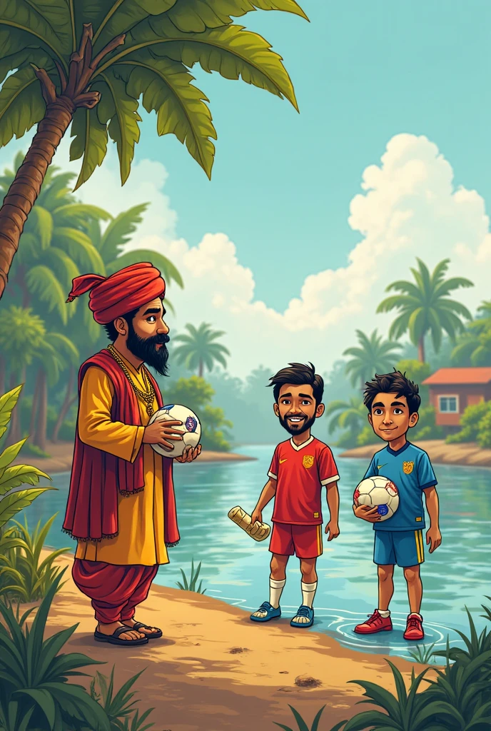 A cartoon old man wearing turban Fitness trainer standing in ground