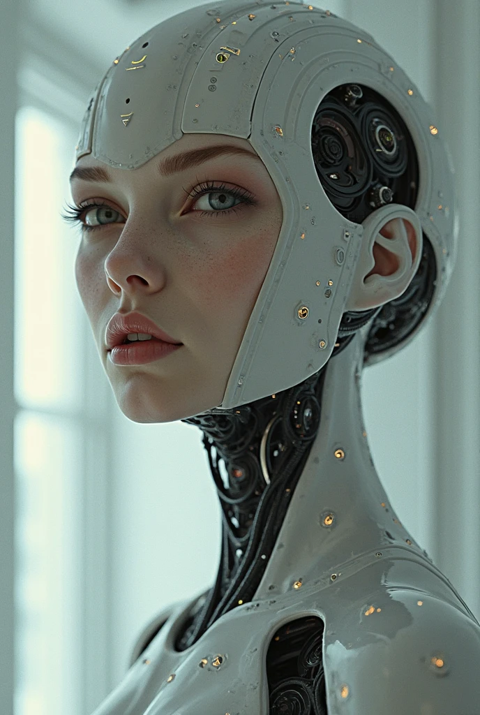 Hyper realistic watercolor robot