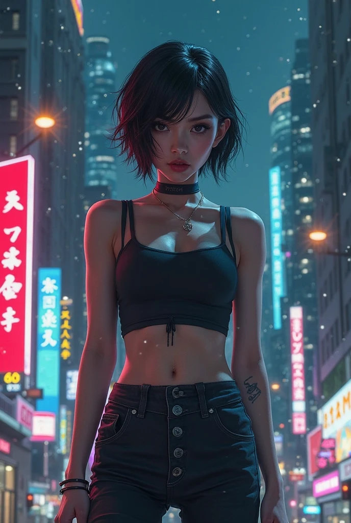 In this breathtaking 8K CG masterpiece, Maki Zenin exudes an irresistible allure. The photorealistic image showcases her standing confidently amidst an ultra-detailed urban environment, with intricate patterns and delicate details enhancing the atmosphere. Her muscular, scarred physique is on full display, as she wears a fitted t-shirt and tight black pants that accentuate her medium-sized breasts and slim waist.
The beautiful lighting casts a warm glow on her skin, highlighting the fine details of her appearance. Maki's short black hair frames her face, drawing attention to her captivating eyes, one of which is closed in a suggestive manner. Her glasses and the burn scar on her face add a touch of vulnerability to her otherwise fierce and confident demeanor.
With her half-sleeved shirt revealing toned arms and a round neckline offering a teasing glimpse of her cleavage, Maki Zenin is the epitome of raw sex appeal. The cowboy shot captures her powerful stance, her belt drawing attention to her hips, and her t-shirt riding up slightly to expose a sliver of her toned midriff.
The film grain effect adds a gritty realism to the scene, emphasizing Maki's battle-hardened personality and the complexity of her character. This stunning, high-quality portrait is a testament to Maki Zenin's undeniable magnetism and irresistible charm, leaving the viewer captivated by her beauty and strength.