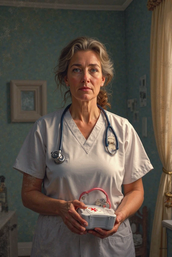 detailed face, a nurse in a scrub standing at the hospital, worried expression, soft lighting, (high detailed skin:1.1)
<lora:laurie_holden_lora_v01:1> lauhol