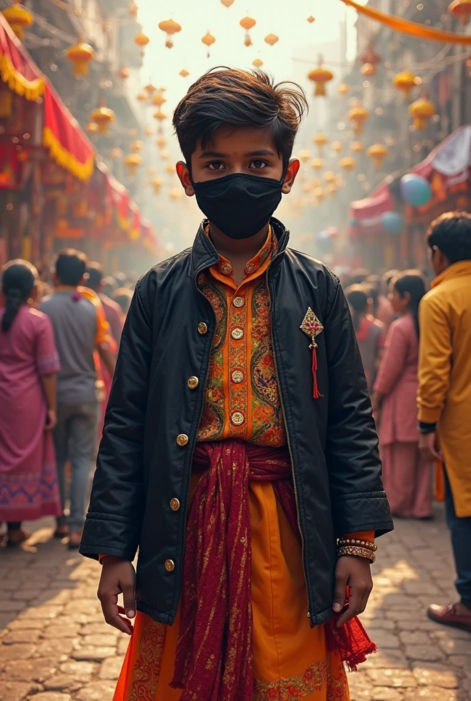 Indian boy covered face with a handkerchief
Age of 22 to 21 with white handkerchief