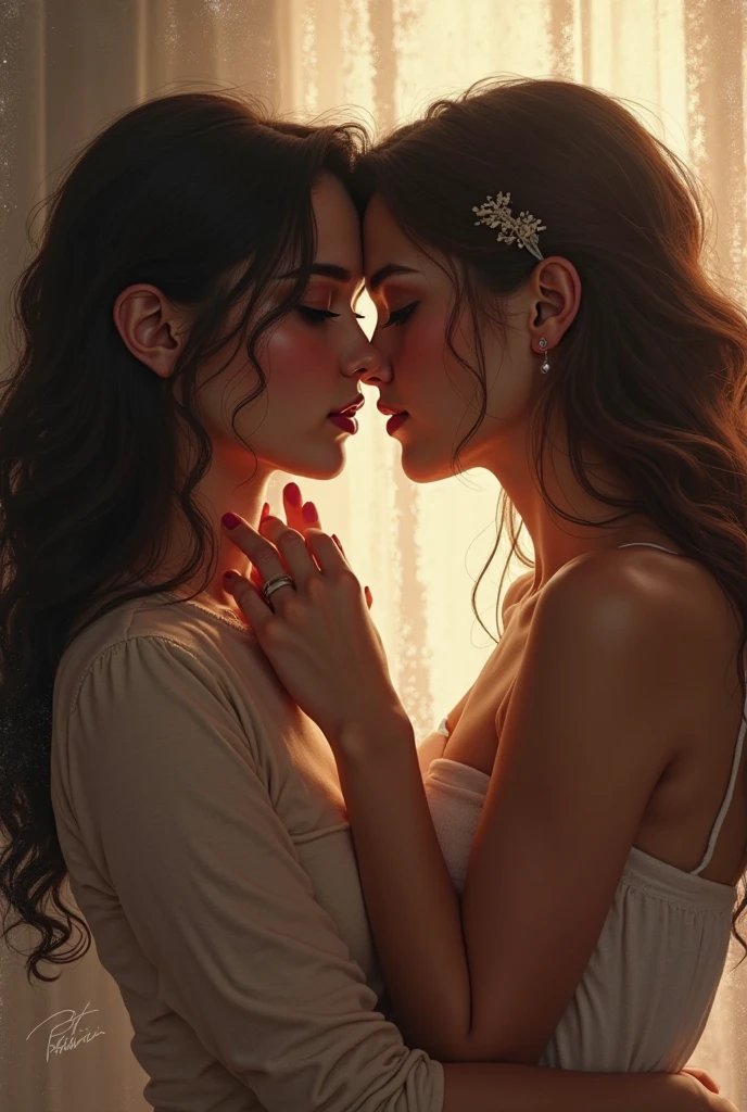 two girls, lesbianism, magic, โจ๐ค๐๐ค๐๐๐๐โจ๐ฉโ๐ฉโ๐ฆโ๐ฆsex sex sex โจโจ โ ๐๐โค eroticism,fantastic, night sky, moon, stars, background, black and white image, eroticism, sexy, (best quality,4k,8k,highres,masterpiece:1.2),ultra-detailed,(realistic,photorealistic,photo-realistic:1.37),intricate details,vivid colors,sharp focus,professional,Dave McKean artwork, oil touch of surrealism,oil painting style,portrait,woman,beautiful detailed eyes,beautiful detailed lips,dreamlike atmosphere,shadow play,soft lighting,playful pose,minimalist room,dark hues,ethereal background,fantasy elements,texture,layered composition.