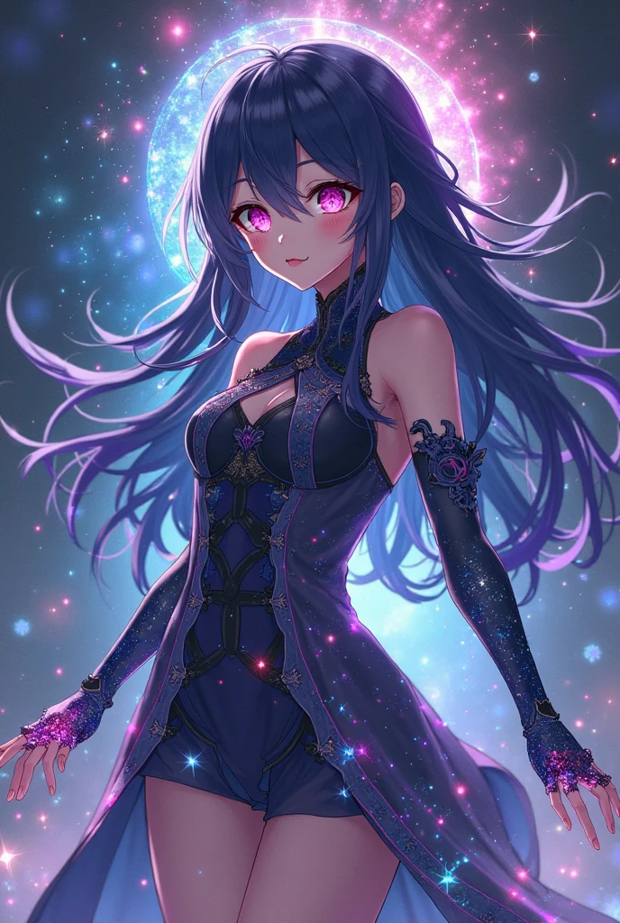 masutepiece:1.4), Rich in pH 、1girl in、 Solo、(Best Quality:1.3), High resolution, on  back,Superb view、(One Cute Girl:1.3), Solo, huge smile、A ring of iridescent angels hovers above my head、full bodyesbian（3:4）SWAV,Big iridescent heart on background、Angel Ring、maid clothes、Eight-headed body、Full of diamonds、Meteor swarm、crouching down、Close one eye、Forehead、wide forehead、Model Standing、Large bouquet、Bouquet of iridescent colors、holding flower bouquet、Focus on eye brightness、yogapose、gray hair, (bobhair:1.2), Mixed mesh and light blue、Bun hair, (Blunt bangs:1.2), Eyes are purple, Miraculous Eye、Light from the eyes、Beautiful detailed eyes, ultradetailed eyes、Glitter eyes,from the rear、yoga、Colorful starry sky,Stars,Iridescent aura around the eyes、Raise your hand to stretch、Lie down and stick your hips out、Iridescent eyes、Wearing a rainbow-colored aura from the whole body、 Shadow lighting,perfectbody