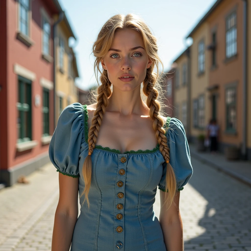 score_9, score_8_up, score_7_up, ohwx, 1girl, slim, photo, realistic, blonde braid, expressionless, frilled dress, <lora:CrunchyBanana_PONY_DORA_Blake_Lively_v2:1>, rating_safe, solo focus