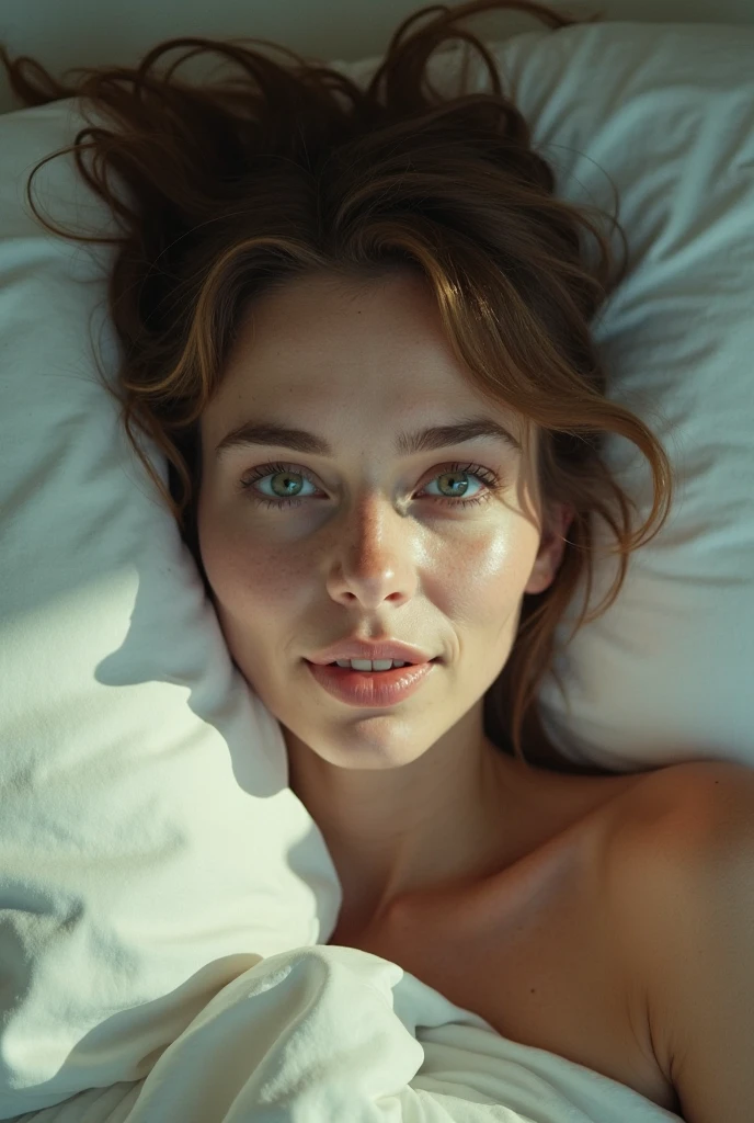 girl lying in bed masturbating