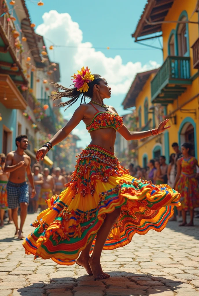 Black woman dancing frevo 