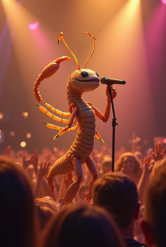 A swift woman (nude) is raping a slimy alien tentacle beast, live performance at concert
