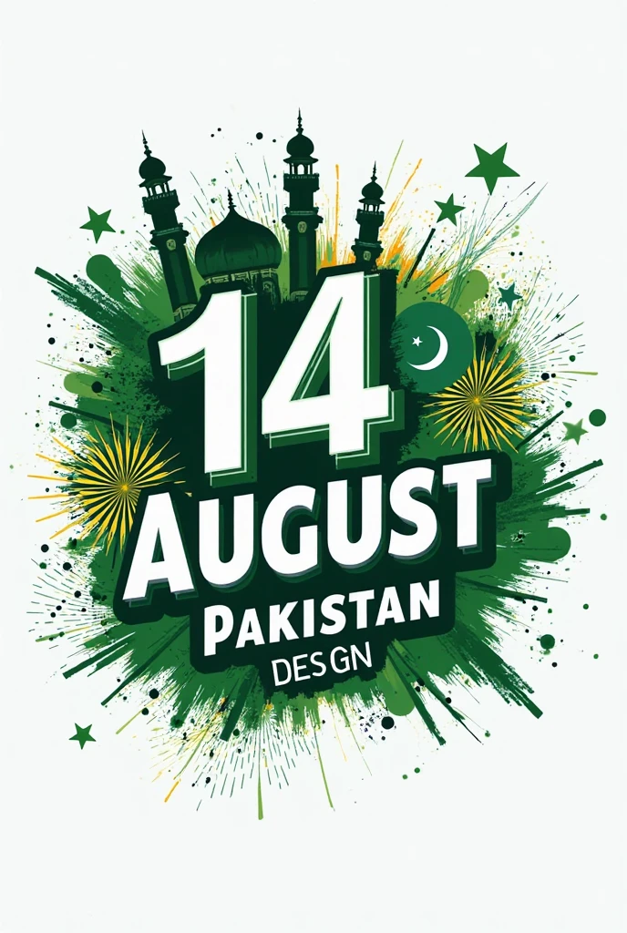 A real25"years old girl, Wearing green frock and white trozar_ sneakers and the name “  laiba is written on frock black glasses her eyes hand the boy is standing on the road with holding a national flag of Pakistan and behind him is the Lahore And written on sky “Independence Day” Create Realistic image high quality..