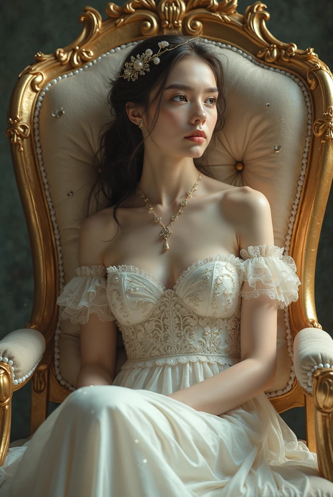 A beautiful woman sitting on a chair