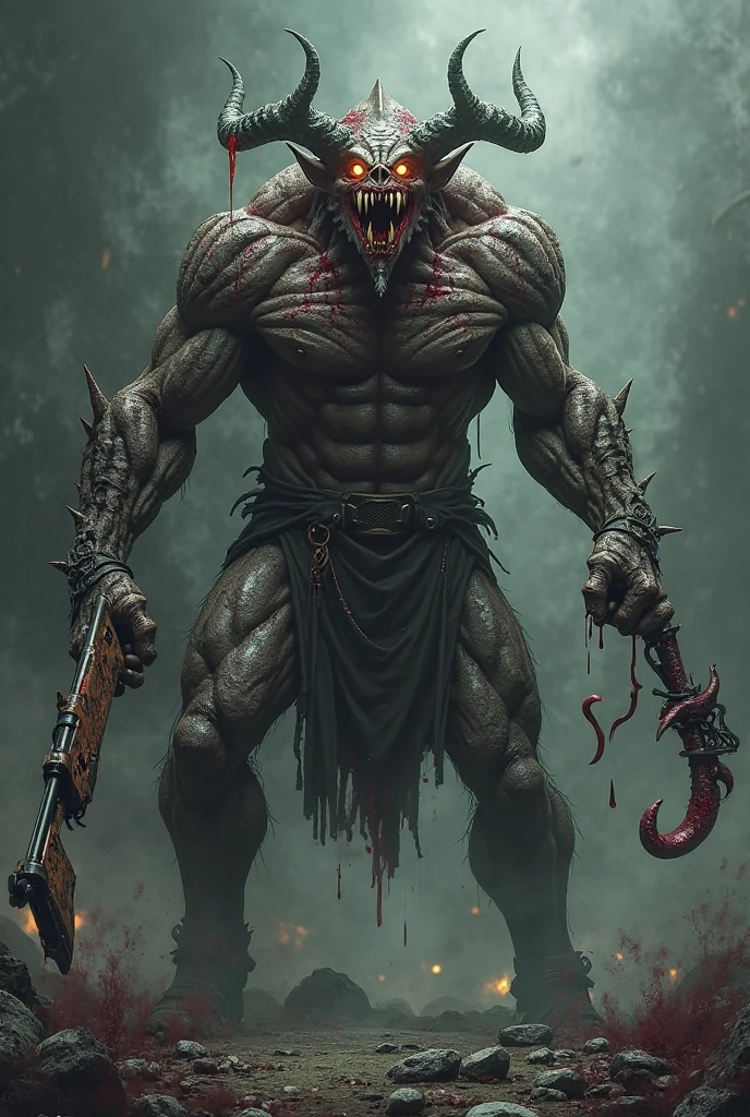 A masked creature, musclegirl, sorriso frightful, deep eyes, terrivel, frightful, knife 