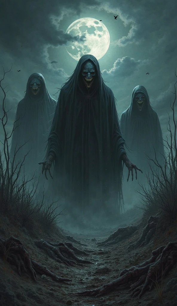A creepy world full of creepy smiles and eyes and shadows