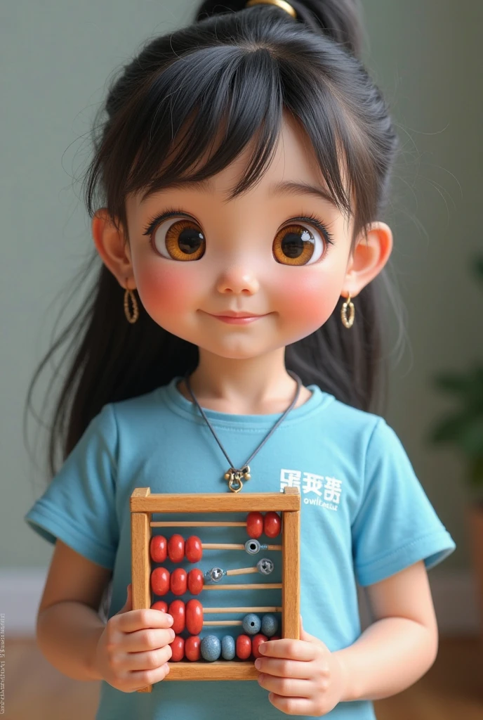 A cute chubby little girl,Double bun and bangs,Children's illustration to welcome the theme of the Hangzhou Asian Games