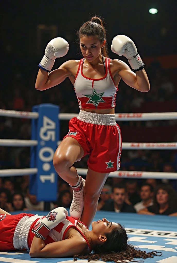 Brazilian babe licking her opponent's vagina in a boxing ring