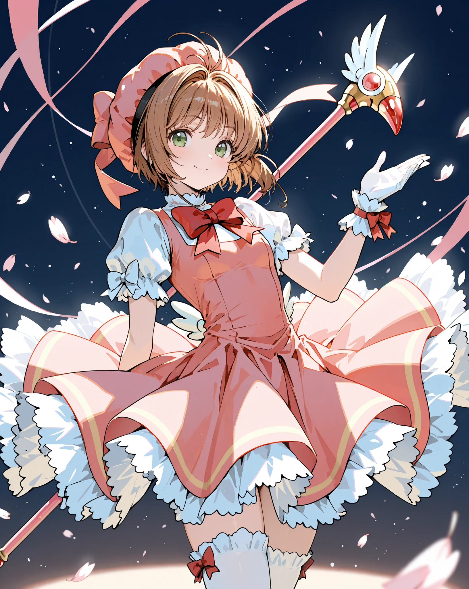 masterpiece, highest quality, High resolution, kinomoto sakura, One girl, brown hair, short hair, antenna hair, Ahoge, Crown, Green Eyes, White Dress, No sleeve, White gloves,Retention Staff, smile, Open your mouth, Cowboy Shot, blue sky,Cane,A lot of semen on the faceが垂れている、A lot of semen drips onto my face、Sobbing、Crying face、Sad look、Tears flow、A lot of semen on the face、Semen dripping from her mouth、Semen dripping from my mouth、Covered in semen all over the face、Semen dripping on hair、A lot of semen on the faceが垂れている、Facial、A large amount of semen is dripping on the face、Semen was splashed on my face、Semen is ejaculated forcefully from the man's penis and splashed on the girl's face、Adult female、The exact number of fingers、Exact number of legs、Exact number of arms、bangs, Ribbon Ponytail, brown hair, (blush:1), (Put one hand in your panties:1.8), Fingering, (Pussy juice:1.2), Cum in mouth, (A woman is holding a penis and trying to suck it:1.5)、white and navy idol costume、The costume comes with a navy blue idol-style corset.., The costume has a ribbon attached to its collar..、It is a costume that covers up to the shoulders., side, upper arm, and arms., That costume only opens wide at the chest..、Knee-high socks、white idol style skirt, (Underwear with elaborate and luxurious decorations:1.3), Ribbon at collar., (White and pink panties with lots of lace:1.3), White Lace Bra:1.2), Sexy Underwear, Knee socks、 Beautiful big breasts, (Erect nipples:1), Her skirt is flipped up、highest quality, High resolution, (Fine and beautiful eyes:1.6), Highly detailed face, Perfect lighting, Highly detailed CG, (Perfect hands, Perfect Anatomy),Embarrassed expression、The expression of someone who is holding back from going to the toilet, (Sexual pleasure expression:1.4), (Expressions of anguish:1.2)、close your eyes、sexy look、Look Up、mouth half open、climax、(Live Stage、Many spectators:1.3)、whole body