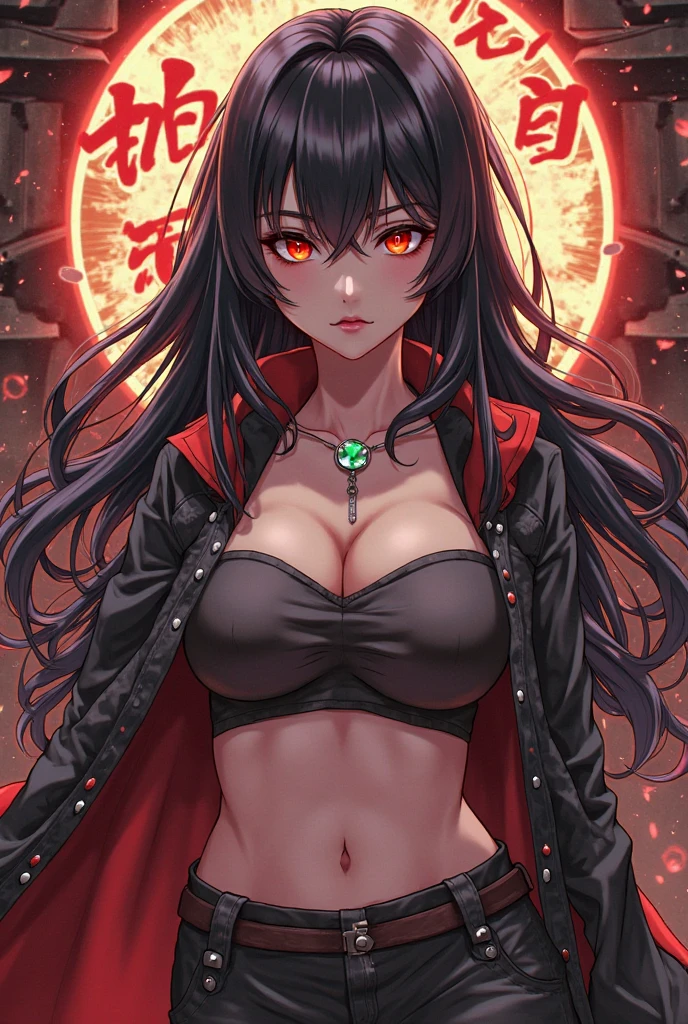 (Ultra Real), (Illustration), (High Resolution), (8K), (Very Detailed), (Best Illustration), (Beautiful Detailed Eyes), (Best Quality), (Ultra Detailed), (Masterpiece), (Wallpaper), (Detailed Face), Night Up Upper Body, ,Long Hair,Solo,Simple Kimono Top Girl, Sweaty, Japan Person, (fire) Nezuko Kamado, Red Eyes, (Nezuko, Nezuko-chan, Demon Slayer art style, kimetsu no yaiba), (Nezuko, in her demon form, huge breasts, she has leaf tattoos running down her erotic sexy body), Demon Slayer rui fanart, wielding kunai, Marin Kitagawa Fanart, clean and detailed anime art, a very beautiful berserker woman, by Kamagurka, professional art, perfect detail, (Nezuko kamado na her demonic form showing her giant, hairy , based on the Demon Slayer kimetsu no yaiba),