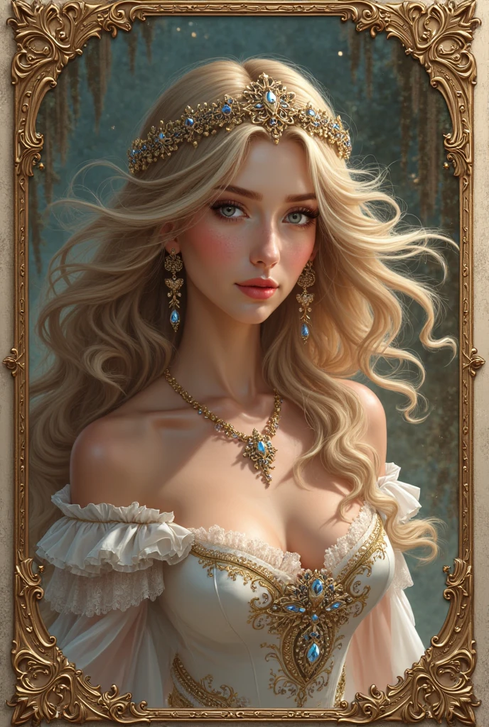 Highest quality、masterpiece、8K、Realistic、超High resolution、Very delicate and beautiful、High resolution、Cinema Lighting、medium range shooting、Portraiture、Perfect female body、Beautiful woman、Mature Woman、Opposition、(Big Breasts:1.4)、Looking at the audience、(Princess of Another World、Gorgeous Dress、Shining Jewels、Long white hair、blue eyes、Elegant behavior、Palace Gardens、A delicate tiara、Silk gloves、Embroidered gown、royal coat of arms、Gold Jewelry)、Audience Room、Elegant smile、traditional ceremony、Palace balcony、Historic Royal Family、Otherworldly background、Symbols of the Kingdom。