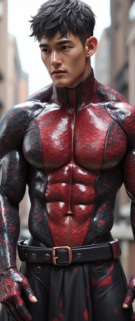 (masterpiece, high resolution, detailed:1.3), Amidst the towering skyscrapers of New York City, a young ((Spider-Man)) perches, ((shirtless:1.5)), revealing a toned physique honed from countless acrobatic swings between buildings. Even ((without the full suit)), the ((iconic spider emblem:1.3)) is prominent ((on his chest:1.3)), standing out against his sun-kissed skin.
