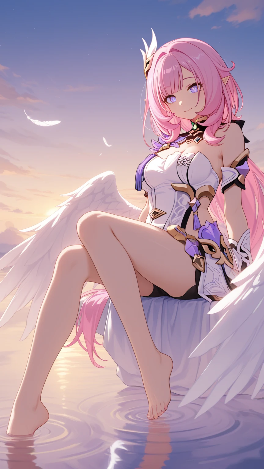 (best quality, highres), blue archive misono mika, completely nude, uncensored, large breasts, detailed nipples, detailed genitalia, long flowing hair, no bra, no panties, exposed body, slender figure, anime art style, soft lighting, beautiful color palette, live wallpapers, 8K