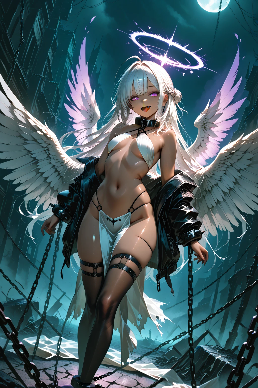 Beautiful UnHoly Priestess Miley Cyrus, wet oily Pale Glowing Skin, Spiked Halo, Black Lips, Black Spiked Straps, Bare Skin, Athletic Well Toned Body, Elegant Form, On An Unholy Altar, Crimson Godrays, Gothic Theme, Beautiful D&D Character Portrait, Fiverr Dnd Character, Octane Render, Digital Art, Extreme Detail, 4k, Ultra Hd, Polished, Beautiful, Hyperdetailed, Intricate, Elaborate, Meticulous, Photorealistic, Sharp Focus, Wlop, Character Design, Unreal Engine, 3d Rendered, Volumetric Lighting, Reflections, Glossy, Digital Illustration,Sensual Pose, Suggestive Pose, Full Body Shot, Lewd, naked, vissible , beautiful perky breasts, visible breasts, visible nipples, pierced nipples, nipple chain, puffy vagina, anatomically correct 💖❤💕💋❣