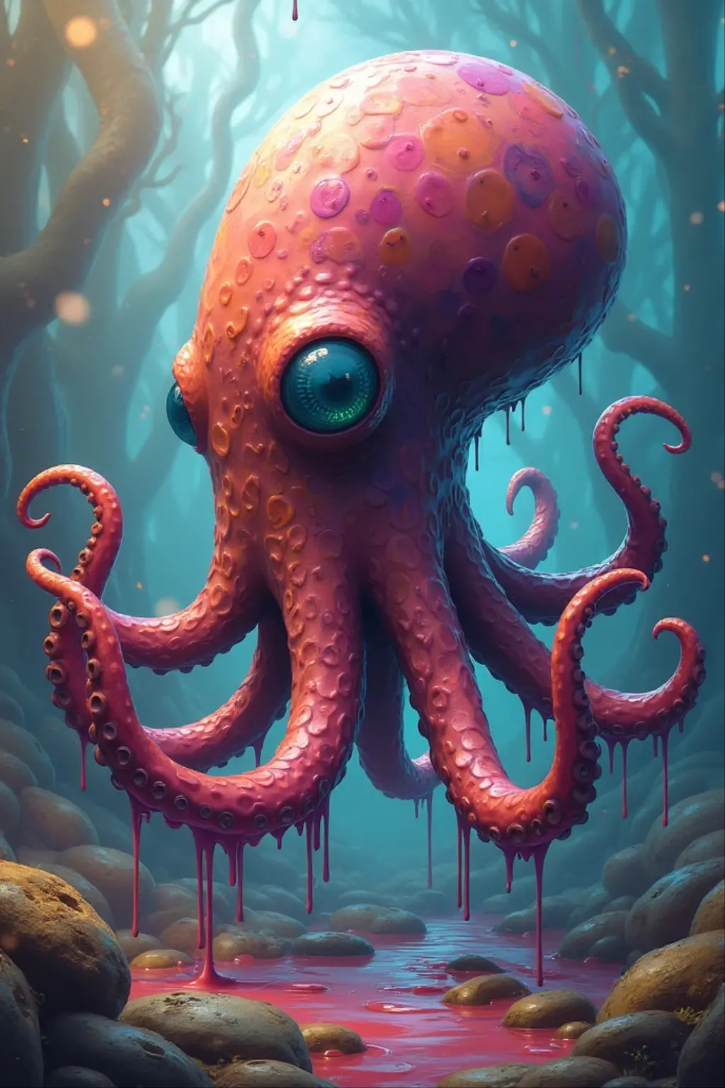 concept art, Cu73Cre4ture, <lora:CuteCreatures:1>, octopus,