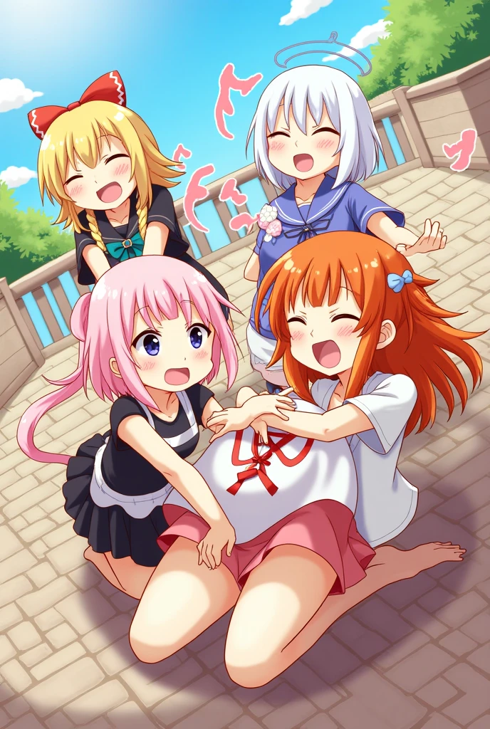 score_9, score_8_up, score_7_up, score_6_up, score_5_up, score_4_up, (source_anime), 2girls,Kobayashi-san Chi no Maid Dragon, (Kanna Kamui, horns, short hair, kid , small breasts, {1futa}, {massive penis}), (lucoa, long hair, massive breasts, Inverted nipples), yuri, age difference, giant size difference, pussy, far, full body, sex, Penetration, On all fours, cumming, forced, rape