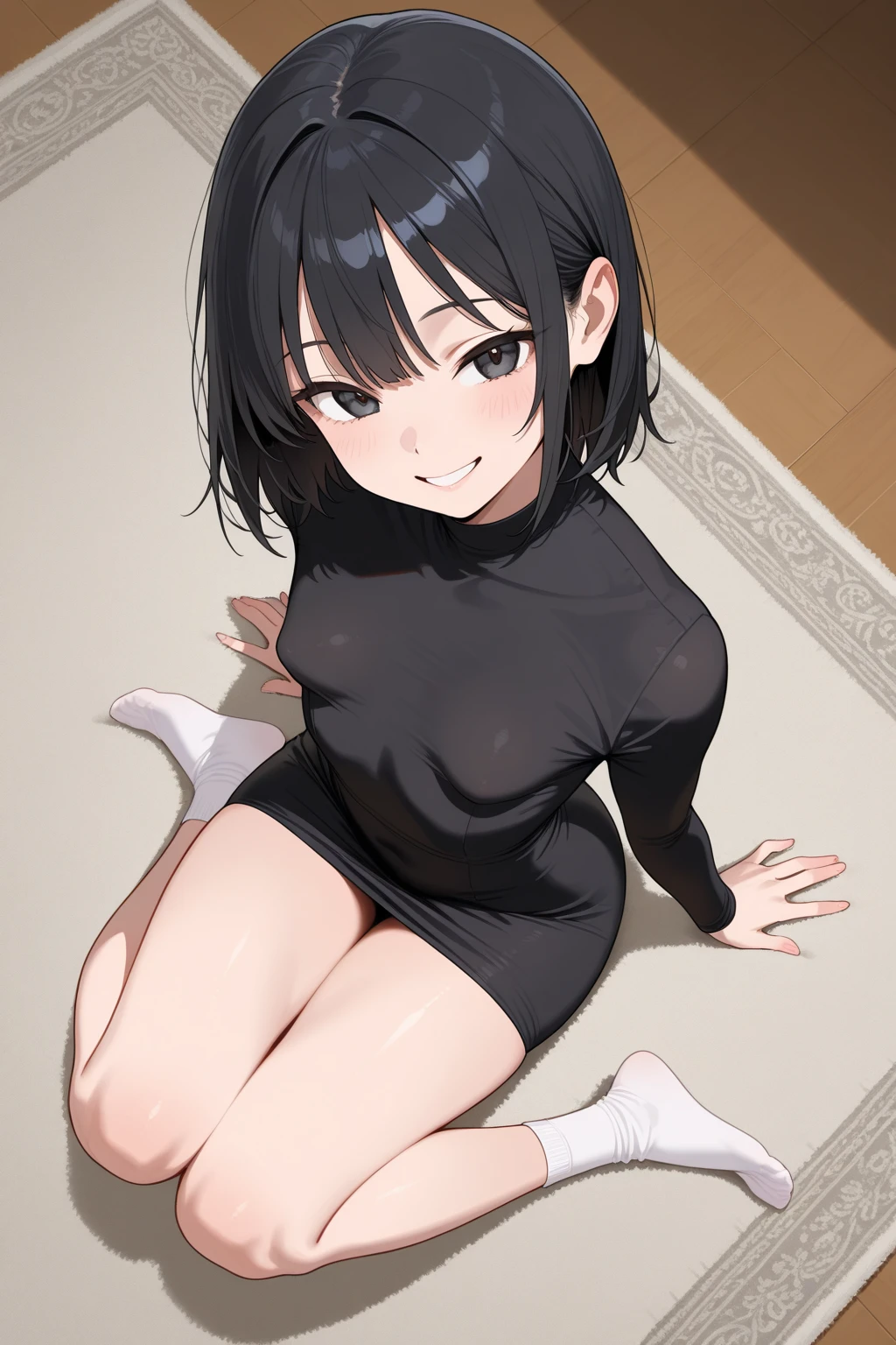 Anime girl with short black hair