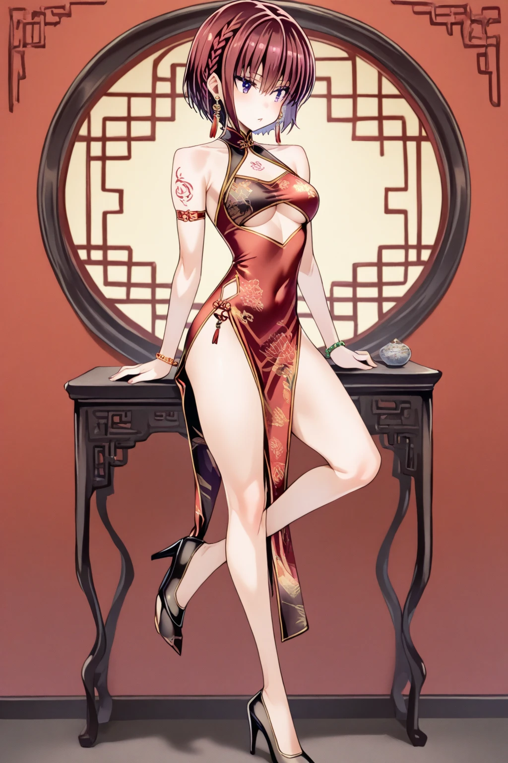 Official Art, Unified 8K Wallpapers, Ultra Detailed, Beautiful and Aesthetic, Masterpiece, Best Quality, (Zentangle, Tangle, Entangle), (fractal art: 1.4), 1girl, black hair, Chinese, bare shoulders, short skirt, calf, navel, very detailed, dynamic angle, cowboyshot, (most beautiful form chaos), flowing, (bright colors), oc, (half: 1.2), china, (thangka flying sky: 1.5), (ribbon: 1.3), (dream: 1.5), (hanfu: 1.5), Chinese dragon, Chinese phoenix, (smile: 0.5), (Chinese deity),