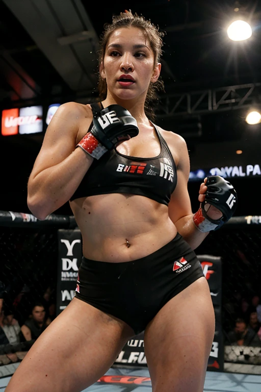 Kurdish woman MMA fighter portrait nude MMA gloves