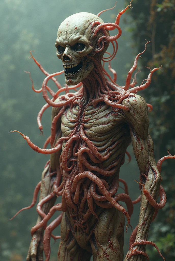 a skinny attractive woman is mutating into an plant creature. Her skin is transparent and pink purple colors. She glistens with jelly. She's growing tentacles from his arms and fingers. In an industrial research lab facility. Cronenberg. Lovecraft. Cosmic horror. Body horror. screaming. full body framing. transformation. mutation. metamorphosis. Mold. Neoplasm. Fungus. Tendrils. Vines. Roots. Webs. Skulls. Slime. Severe lighting. Photograph. eldmeisterOG style.