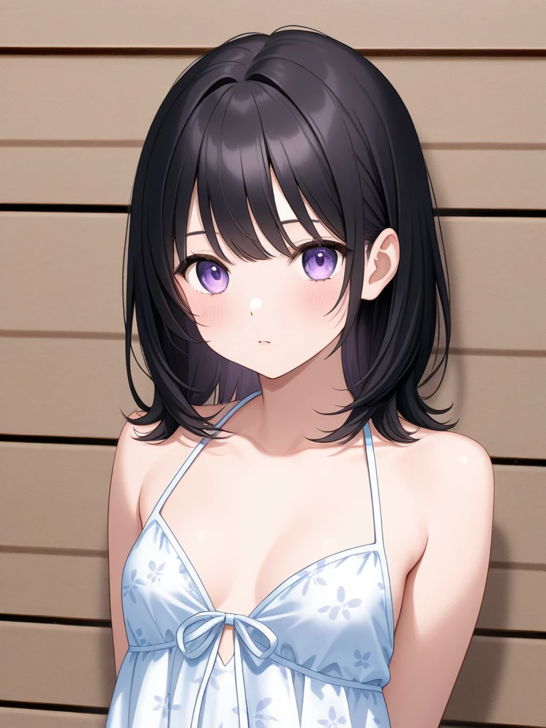 (((forehead))), (masterpiece, best quality), intricate details, 8k, artstation, wallpaper, official art, splash art, sharp focus, 1girl,barefaced,((orange lingerie)), black hair, blue eyes, smile, sexy, large breast, sexy, Sexy, big bust, beautiful body, hotel bedroom