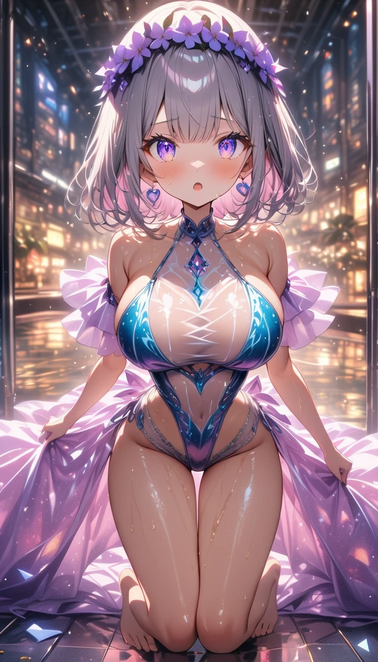 (((masterpiece))),((Highest quality)),one woman,30-year-old woman,Beautiful girl, bangs、Translucent white skin, Sparkling sweat, (Adorable dress with detailed ruffles:1.3)、Japanese girl、 Beautiful digital artwork, Beautiful fantasy art, dynamic sexy poses, A kind smile, A gentle gaze, {A mysterious aura},Big Breasts