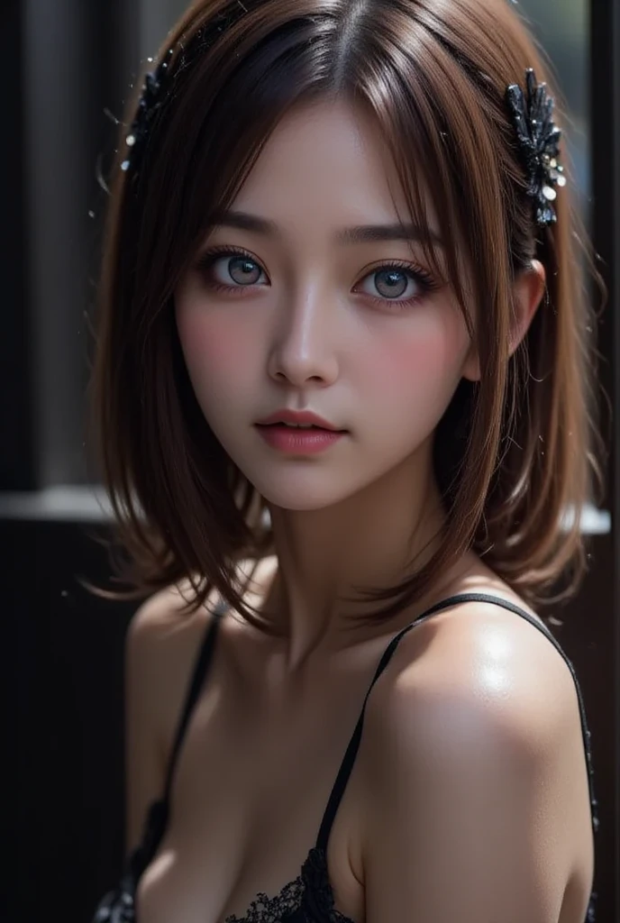 (((masterpiece))),(((Highest quality))),((Very detailed)),(Dynamic Angle), ((floating)),(paint),((Disheveled Hair)), (alone),(One girl), ((Mid-chest)), (((Detailed anima face))),((Beautifully detailed face)),collar,Exposing shoulders, Gray Hair, ((Colorful Hair)),((Striped Hair)), Beautiful attention to detail,(Gradient color eyes),(((Colorful eyes))), (((Colorful background))),(((High saturation))),(((Surrounded by colorful splashes))),(((Surrounded by colorful dots))),Colorful Bubbles,((The Shining))