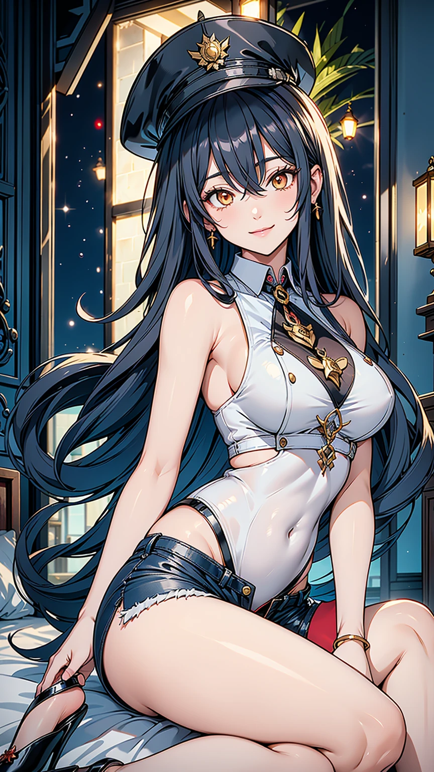 Top-quality masterpiece, Anthropomorphic rabbit woman:lifelike, Long black hair:shiny, Big eyes:expressive, Big nose:characteristic, Open mouth:smiling, Big cheeks:round, Detailed ass:voluptuous, Yellow bikini suit:transparent, Glowing peach:luminescent, Green lighting:moody, (Realism:1.4), ( Surreal:1.2), (Playful:1.3), (Anthropomorphism:1.3), (Fantasy:1.2), (Highly detailed, Realistically rendered fur:1.4), (Glowing peach texture:1.3), (