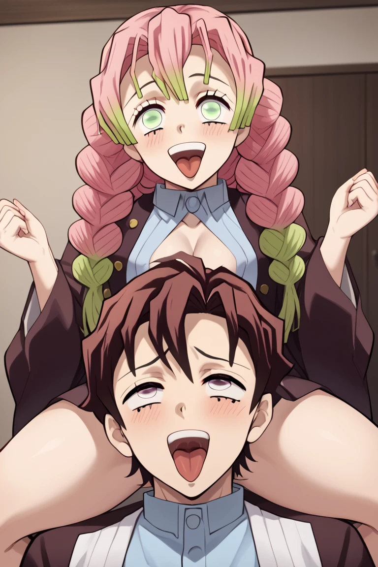 masterpiece, best quality, 1girl, 1boy, penis, medium breasts,
<lora:legs_up_missionary_v1.0:0.6>, pov,missionary, legs up, legs grab, from above, wide spread legs, reaching,
<lora:ftevergreen-nvwls-v1:1>, ftEver, breast tattoo, purple and green dress, strapless dress, cleavage, short dress, pantyhose
<lora:rolling eyes v3:1>, rolling eyes, clenching teeth, saliva, brown eyes, glasses,
on the table, food on the table, in the restaurant,