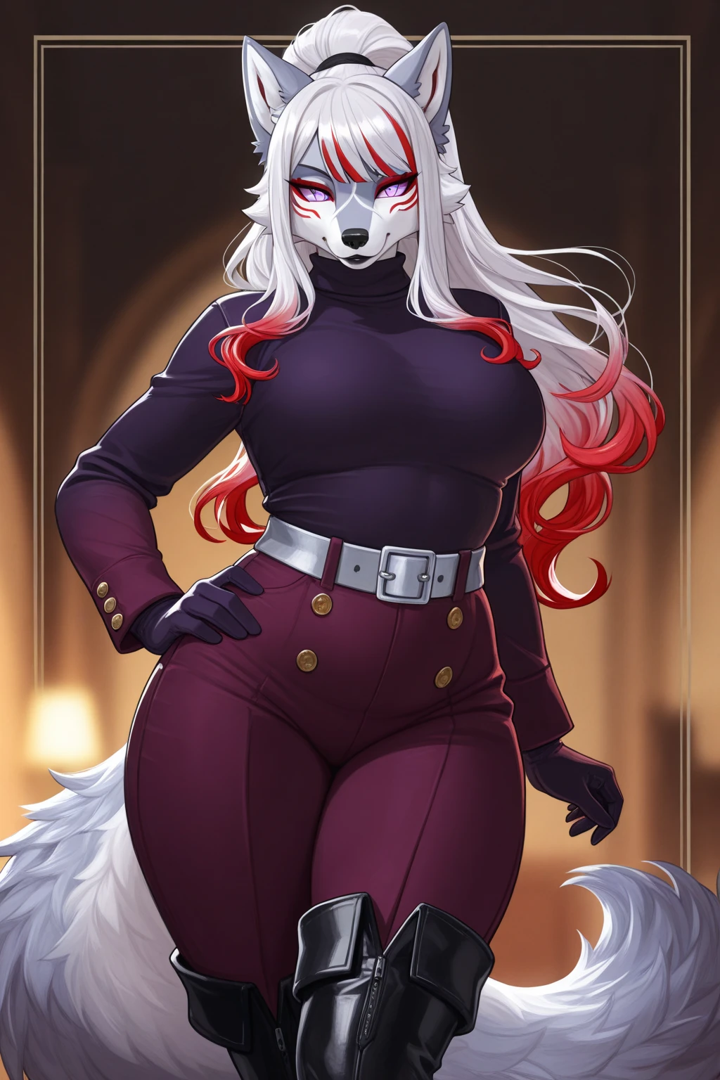 absurdities, furry, female furry, the second, trend in artstation, uploaded on e621, detailed portrait of a the second woman, extreme detail, Detailed fluffy fur, Whole body, blush, detailed eyes, (shading), (detailed lighting), (cinematic lighting), (masterpiece, anything, raw photo, High resolution, High details, Best Quality), High Definition, (high sharpness:1.3), leopard ears, leopard tail, silver fur, asymmetric_hits, top no, real_blue_hair, Part_hits, fluorescent_eyes, (Brown checkered shawl around arms:1.2), (simple black long skirt:1.1), (simple white off shoulder sweater:1.1), gym_Storage room, jumping, imitating a high jump