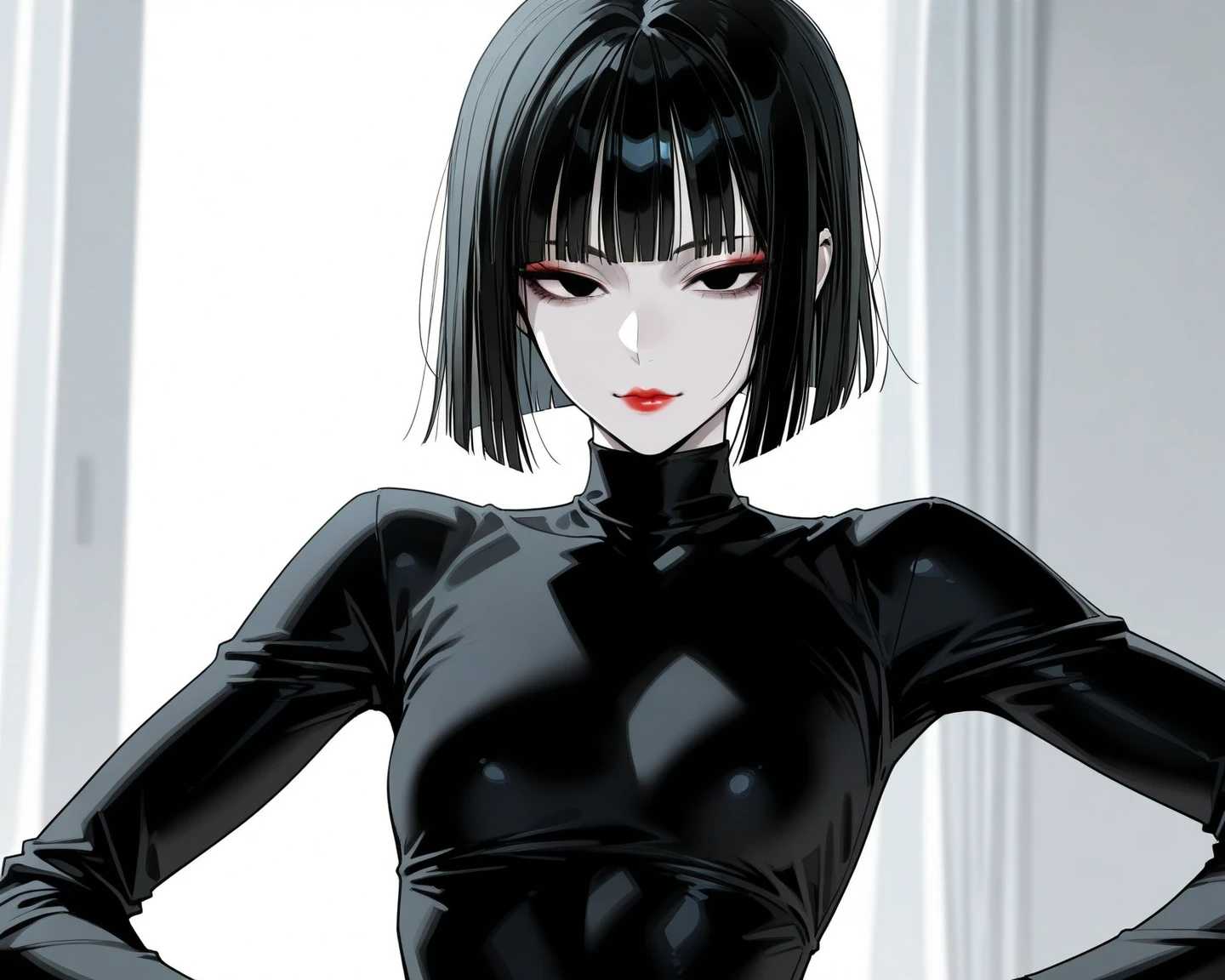 1girl, (wet skin:1.2), water-drop lines on skin, nude, (shiny:1.2), small breasts, short black hair, thin lips, highly detailed face, highly detailed eyes, caring facial expression, smile, naked, pussy,
black choker, black stockings, black elbow gloves,
sun, mountaings, clouds,
highly detailed, best quality, cinematic lighting, sharp focus, masterpiece, highly detailed fon, colored, <lora:blamev2:0.8>