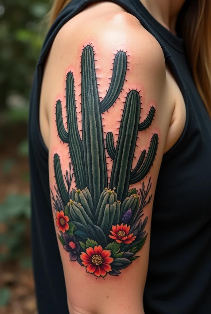Tattoo with mandacaru and Jiu Jitsu