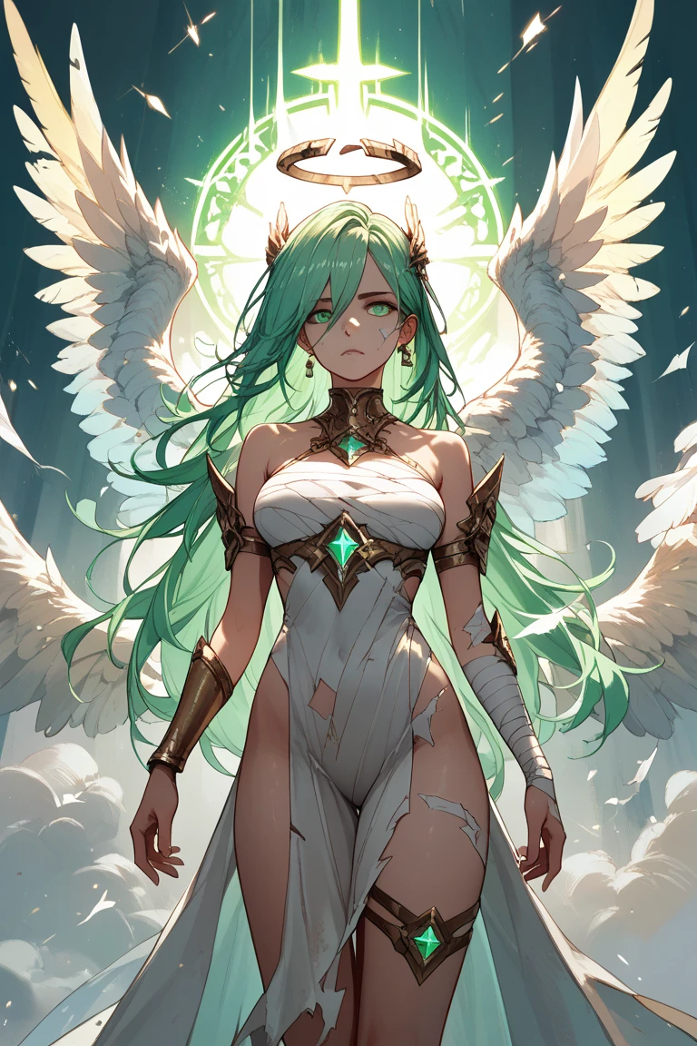 (((((fluorescence green skin))))), beautiful face, (((strong wind))), storm, (((green eyes))), (hair ornament)), (((((green tattoo))))), (((naked))), (((pubic hair))), female genitalia, beautiful girl, (((long silver hair))), (night),(((Beautiful face))),standing, (((((silver wings))))),(((sky))),(nipple),(((spread legs))),(((Photo taken from below)))