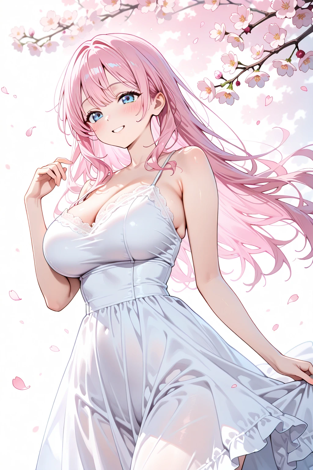 {{{masterpiece}, }}, {Highly detailed CG Unity 8k wallpaper}, wonderful, In detail, alone, {{Floating Hair}, }, {{cherry blossoms}, }, Outdoor, null, {{Wind}, }, Detailed Background, Beautiful attention to detail, See through:Evening Dresses:0.3, Cleavage, Bright Eyes, {{whole body}, }, Dynamic pose, Dynamic Angle, Cleavage, View your viewers, Detailed clothing, Cinema Lighting, close, Highest quality