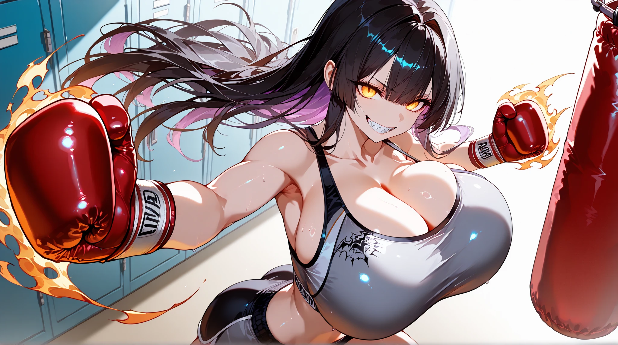 ((Ultra-detailed)), (top-quality),((masutepiece)), ((Super exciting)), ((8K)), ((2160p)), ((extremely clear)), ((Very sophisticated)), ((Anime Graphics)) ((Anime quality)), ((Anime Illustration)), ((Perfect Lighting)), ((Glowing skin)), ((。.3D),((Upper body)), ((Perfect Anatomy)),((Solo)), ((lady)), ((Black hair)), ((Long hair:1.5)), ((french braids:0.8)), (Large Hair Ribbon), ((Ahoge)), ((drooping eyes)), ((Brown eyes)), ((anime quality eyes)), ((long eyelashes)), ((Thin eyebrows)), ((Big breasts:1.7)), ((big butts:1.5)), ((Detailed face description)), ((Detailed wearing instructions)), ((Realistic skin texture)), ((depth of fields)), ((Attractive makeup)), ((blush)), ((Sports Bra:1.5)), ((Sports Panties:1.5)), ((earrings)), ((black diamond necklace)), ((Playground background)), (Smiling), (Open mouth), (Pink lips), (Standing), (Look at viewers), (High angle), perspiring, Shining sweat, Double eyelids, face tattoo, dolphin tattoo, Plump, look from above,