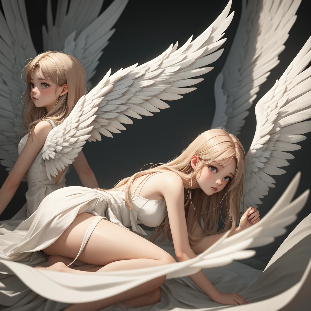 (Silhouette:1.5), (Realistic picture, highest resolution, 16k), ((She has 12 wings on her back:1.5), (6 white wings:1.5) and (6 black wings:1.5)), ((She has 12 wings on her back.:1.5), (12 white wings:1.5) and (12 black wings:1.5)), (many wings, wings separated, 12 wings on her shoulders:1.4, เทพเจ้าที่มีปีกกว้างandมีพลังมหาศาลอยู่บนไหล่ของเขา, Add dynamic wings), (12 wings on the shoulders:1.6), (Beautiful girl with two meter long hair, striking long hair, Beauty that comes from long hair, long black hair), (Smooth white skin, Smooth white skin, Smooth white skin), (Lips are very red.,), ((stand, that is finished)), (Huge breasts, Massive breast, The breasts are soft and fluffy., Plump breasts, A gigantic rift, Huge breast), (thin body, flat stomach, small waist, hips raised, small thighs, Long legs), (dynamic post), (Female height 172 centimeters), (perfect proportions, Anatomically correct, proportional anatomy), (full body, เหมือนfull body, See the whole body., Visible in every part of the body), (Porn, naked, exposed body, not wearing clothes, naked, naked, not wearing underwear, Hot striptease, see pussy, see tits, Look at that pussy., see breasts, Breasts that are too large, Shave pubic hair), (standเขย่งเท้า, Float in the air), (powerful wings, Mighty 12 wings:1.6, gigantic wings), (scene, ความdark, ในที่dark, deep shadow, dynamic light, Take realistic photos, background, dark, at night), The magic circle is behind., จักรวาลที่darkมิด, Wings that shine on their own, ((12 wings on the shoulders)), Twelve wings on the back, full body, See head to toe, She's boasting., naked body, bare, not wearing clothes, see tits and pussy, perfect body, flawless, angel highest level, Angel MAX level,