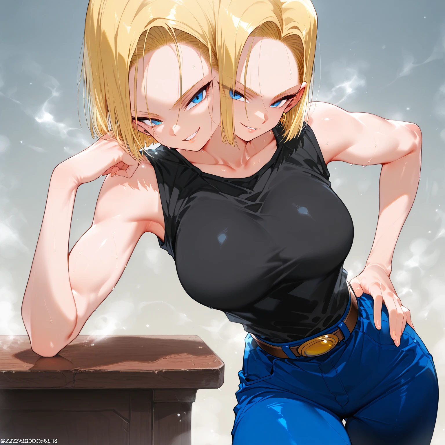 Krillin disguised as a woman and Android 18 disguised as a man