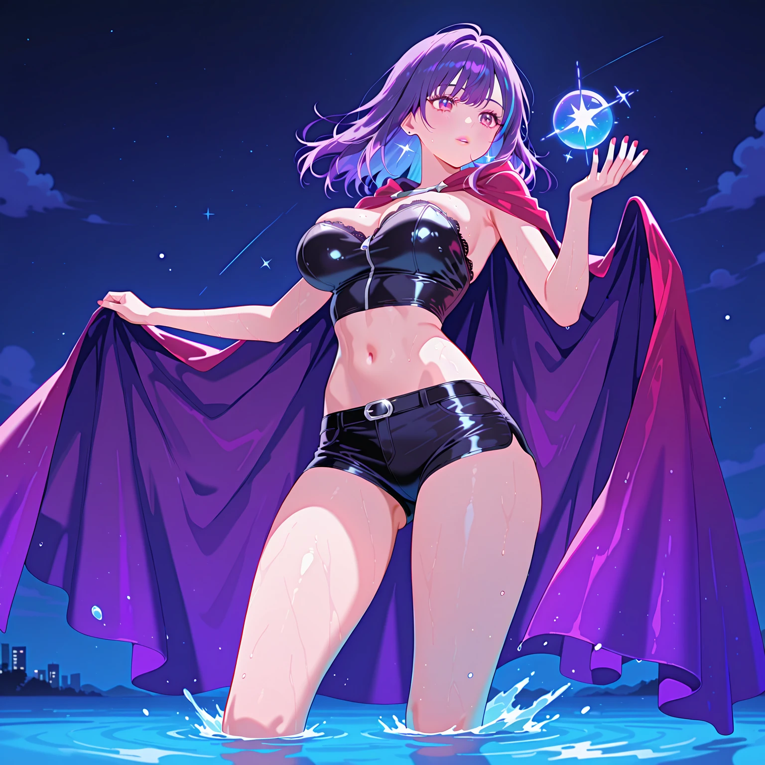 Nino Nakano riendo,Pose sexy,tanga,lago de hielo luz de luna