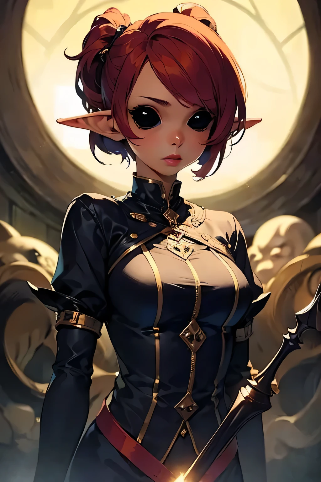 1 girl, elf, pointed ears, female, red hair, wizard, fantasy, magic, masterpiece, extremely detailed, perfect lighting,