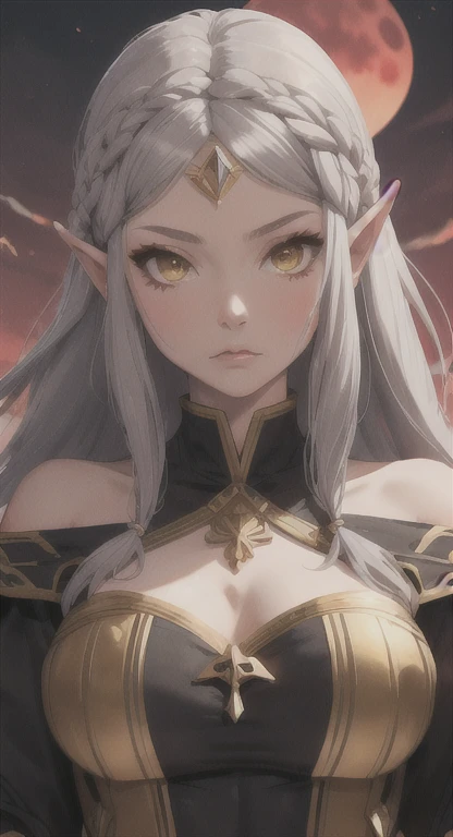masterpiece, best quality, ultra-detailed, ultra high res, high quality, intricate details, Volumatic light, breasts, sexy, cleavage, revealing clothes, long wide gown elegant ball dress , erotic, 1 girl, skindentation, seductive, submissive, lustrous face, elf, blonde hair, mature, realistic, slim, fit figure, (mature female), vibrant face, beautiful, elegant, shiny skin, pretty delicate face, (female), perfect eyes, (hyperdefined),(inked-art), complex lighting,(flat colors),ultradetailed,absurdres,(atmosphere), sexy, symbol-shaped pupils, space goddess, galaxy, light particles, light rays, wallpaper, high contrast, colorful, elf ears