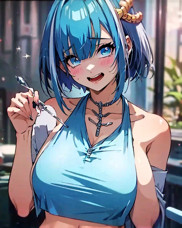 NSFW,masterpiece,Highest quality,High resolution,Super detailed,Sinon\(Sword Art Online\),(China dress),Bare shoulders,Cleavage, hair ornaments, Hair Clip,Embarrassed,expectant face,smile,blush,Chinese restaurant,Reception,Sexy pose,(male),maleの膝の上に座る