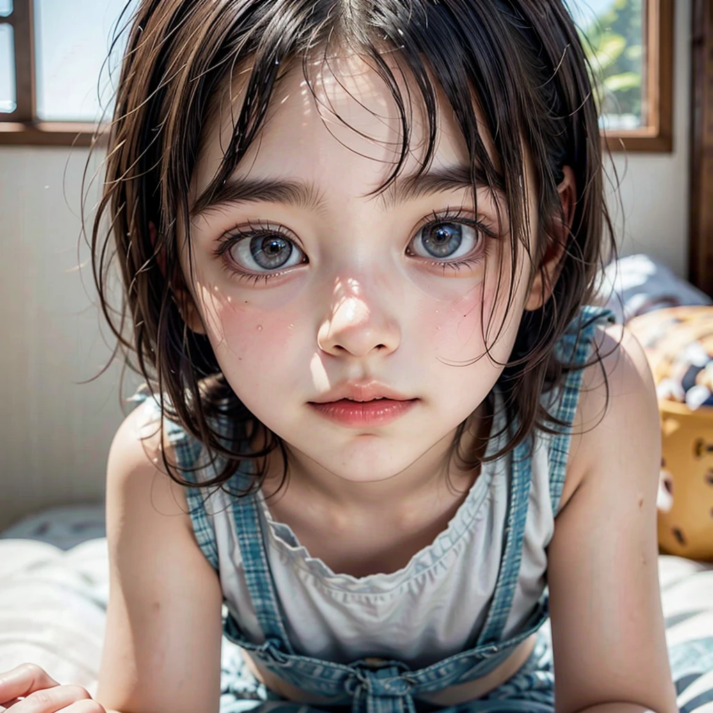 a young girl, beautiful detailed eyes, beautiful detailed lips, extremely detailed eyes and face, long eyelashes, teenage girl, adolescent, pubescent, soft skin, delicate features, innocent expression, flowing hair, floral dress, outdoor garden setting, lush greenery, colorful flowers, sunlight, warm lighting, vibrant colors, highly detailed, photorealistic, 8k, masterpiece